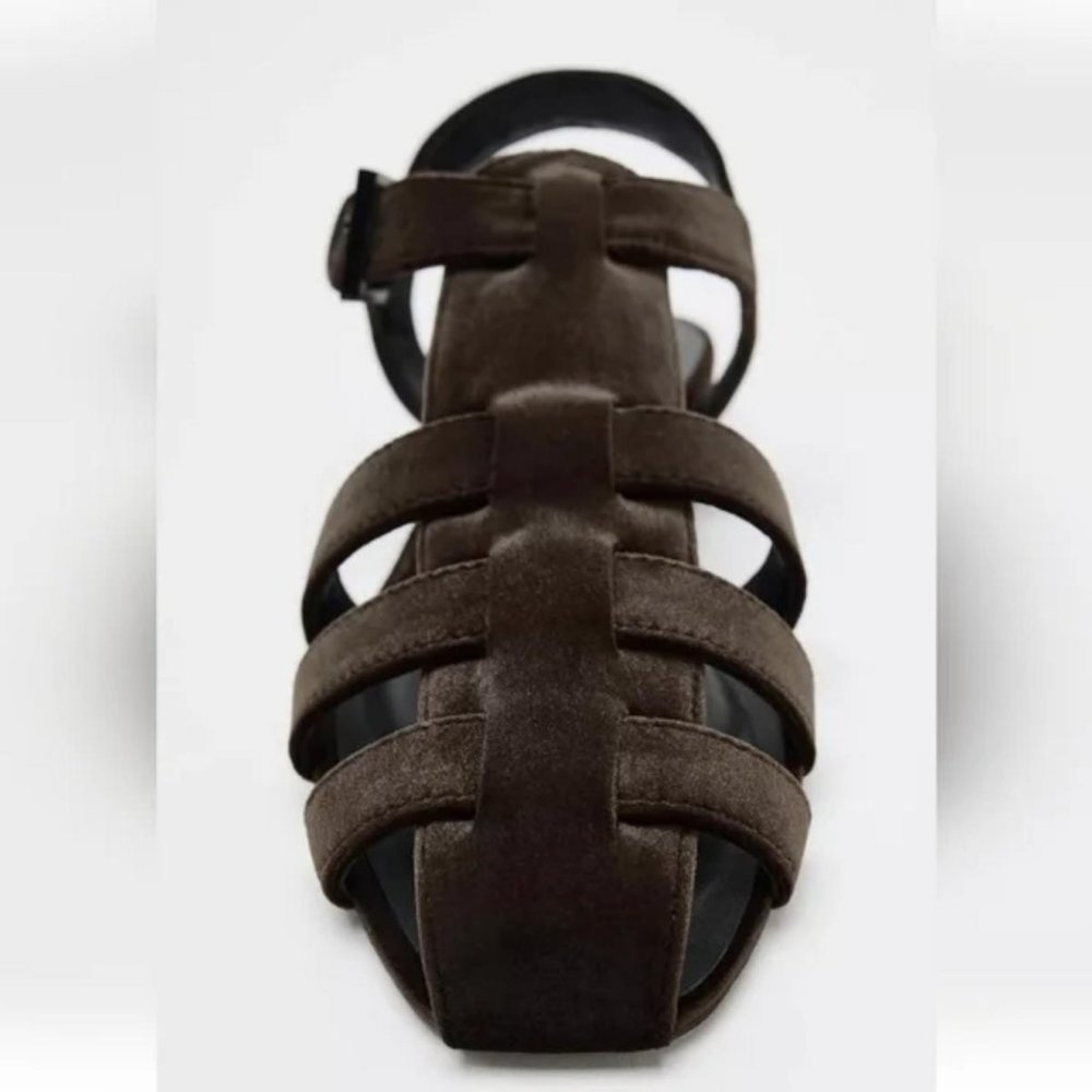 ZARA VELVET FISHERMAN SANDALS